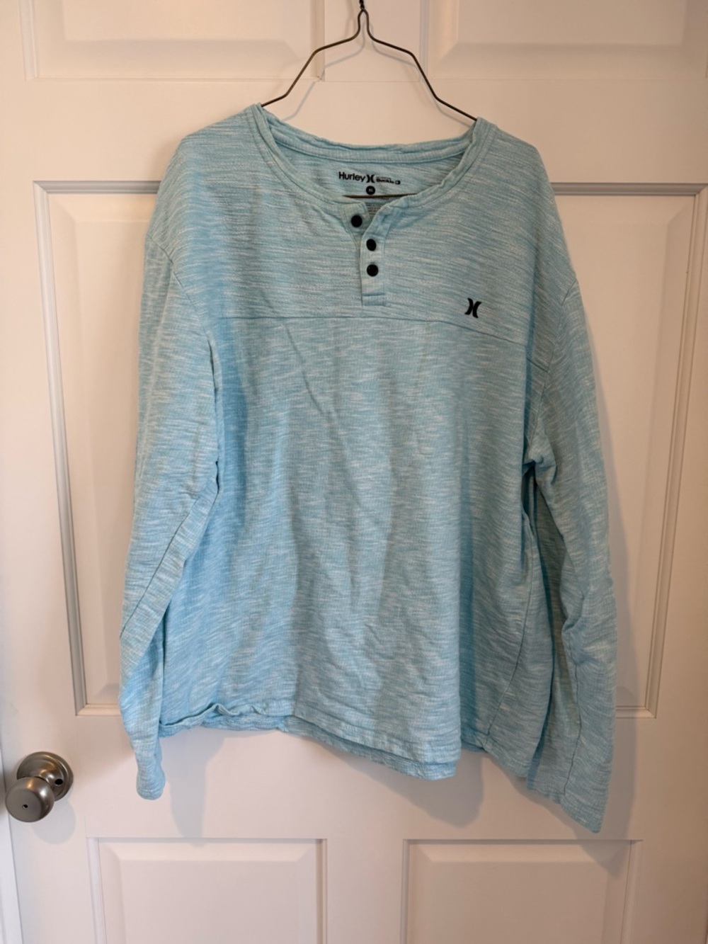 Heathered Blue Henley long sleeve